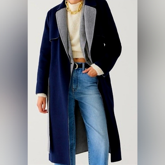 Dark Blue grey  Suede and Polyester  Long Coat - L (L43xW48) - Picture 11 of 11